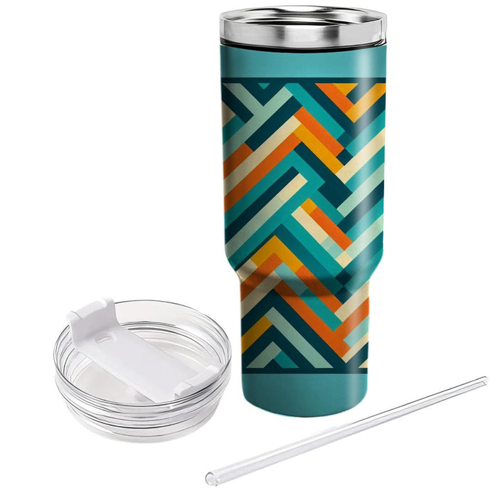 Geometric Chevron Color Block  Travel Tumblers