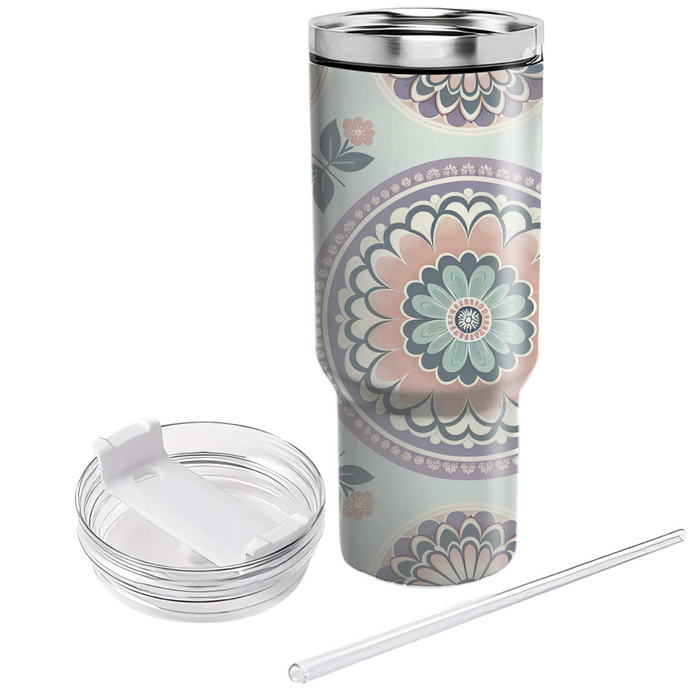 Circular Floral Medallion Tumbler Cups