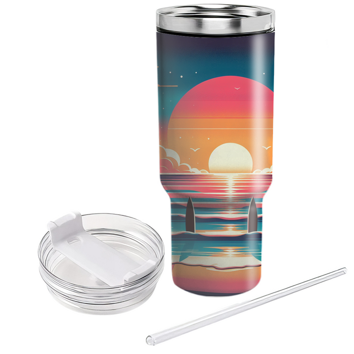 Sunset Surf Vibes  Personalized Tumblers