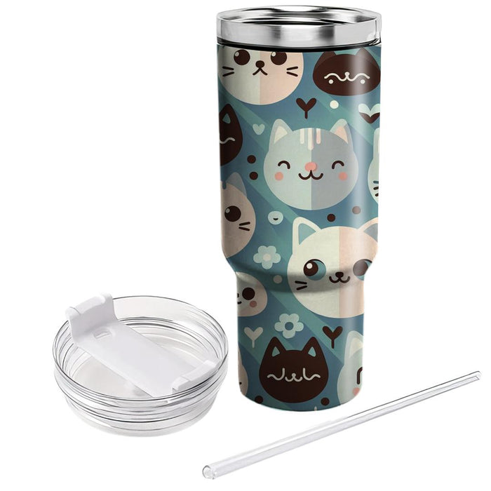 Whimsical Cat Faces  Travel Tumblers