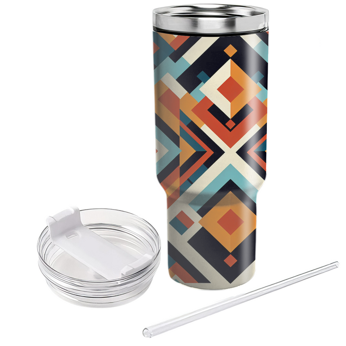 Retro Diamond Pattern  Tumblers With Lids