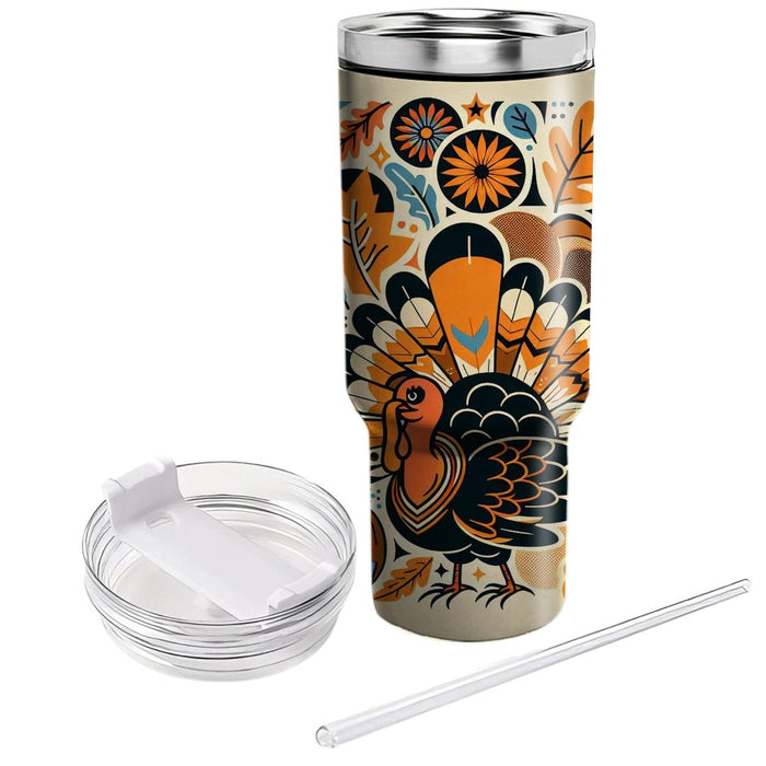 Funky Retro Thanksgiving Travel Tumblers