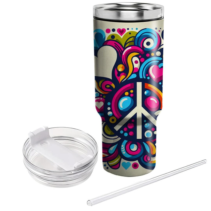 Vibrant Peace And Love  Tumblers With Lids