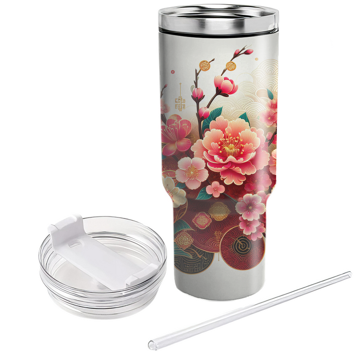 Artistic Tết Celebration Tumblers With Lids