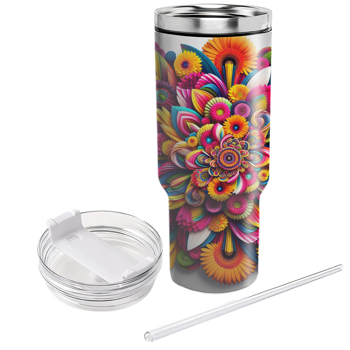 Bright Floral Kaleidoscope  Travel Tumblers