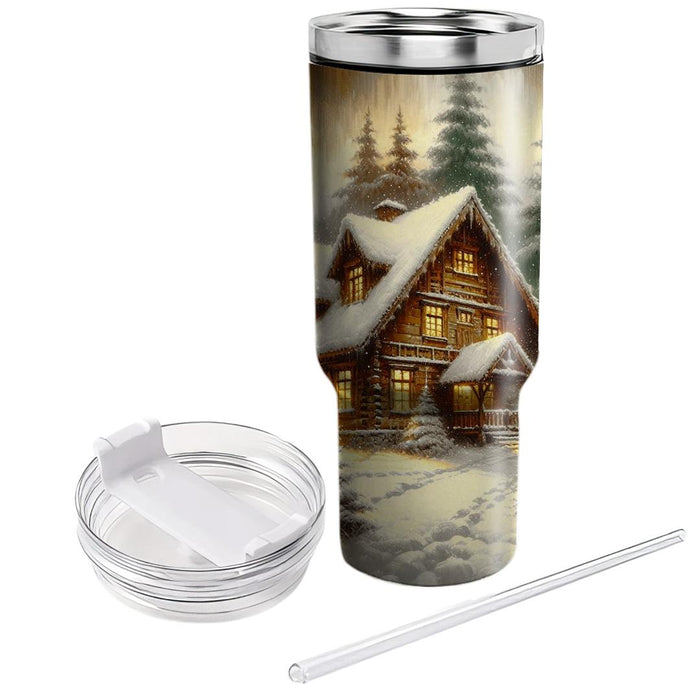 Winter Snowy Cabin Escape  Custom Tumblers