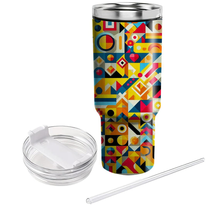 Colorful Patchwork Geometric  Tumblers With Lids