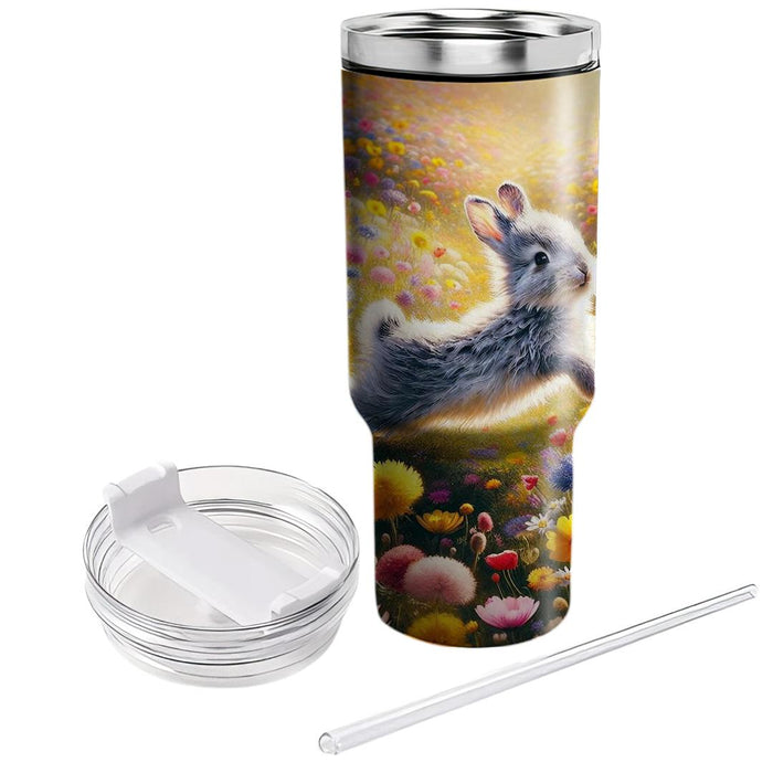 Floral Bunny Meadow  Tumblers With Lids