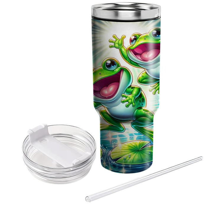 Friendly Frog Lily Pad  Decorative Tumblers