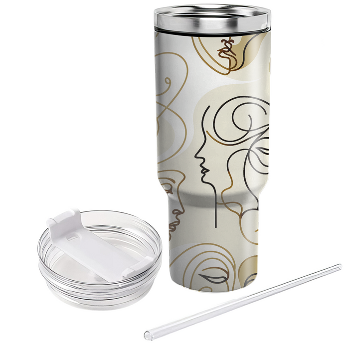 Artistic Line Art Faces  Decorative Tumblers