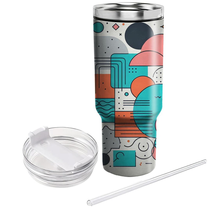 Funky Retro Line Art  Tumblers With Lids