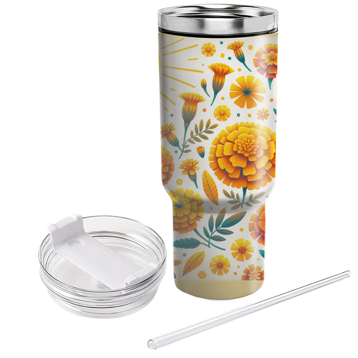 Sunny Marigold Mornings  Tumblers With Lids