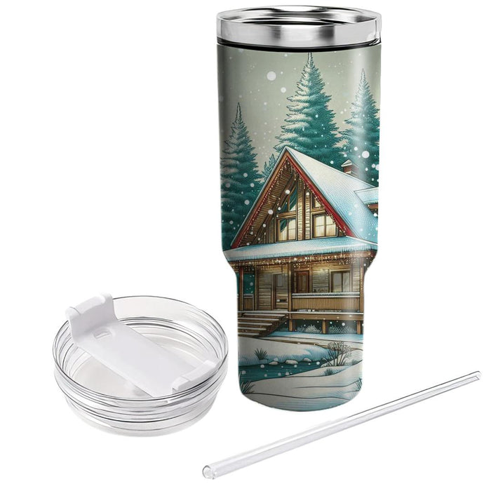 Winter Cozy Cabin Tumblers With Lids