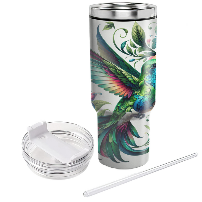 Floral Hummingbird Harmony  Tumblers With Lids