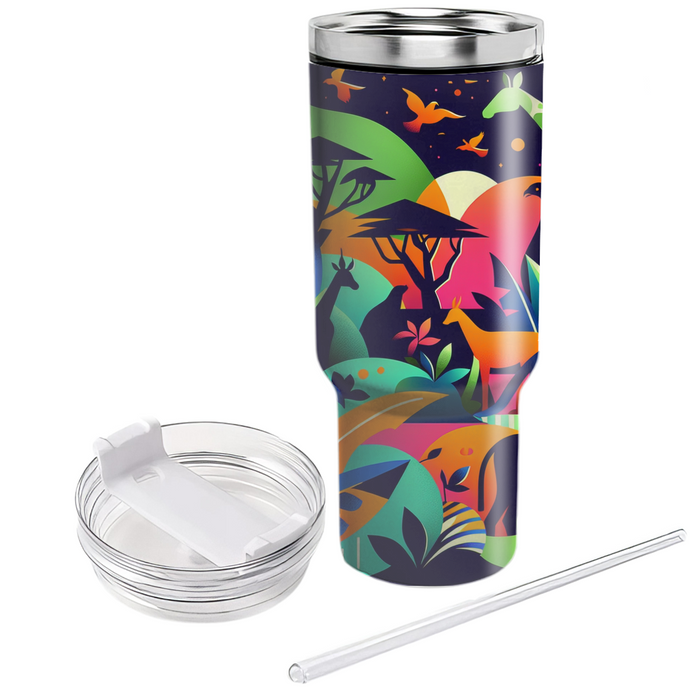 Wild Neon Safari  Personalized Tumblers