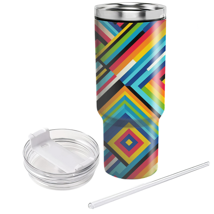 Geometric Rainbow Stripes  Custom Tumblers