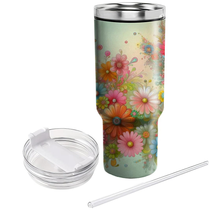 70s Inspired Floral Burst  Travel Tumblers