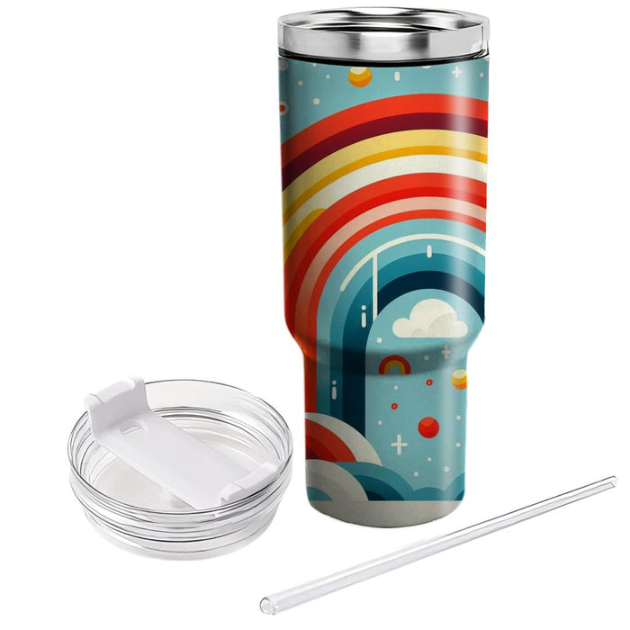 Vibrant Retro Rainbows  Tumbler Cups