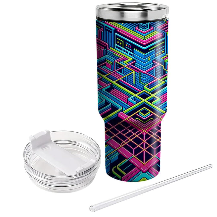 Futuristic Retro Grid  Tumblers With Lids