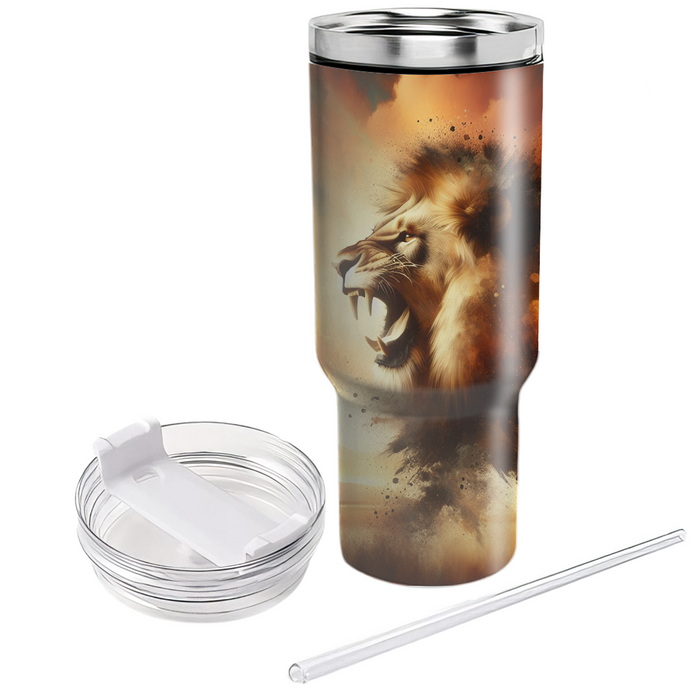 Bold Roaring Lion  Tumblers With Lids