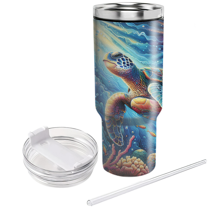 Whimsical Sea Turtle Journey  Tumbler Cups