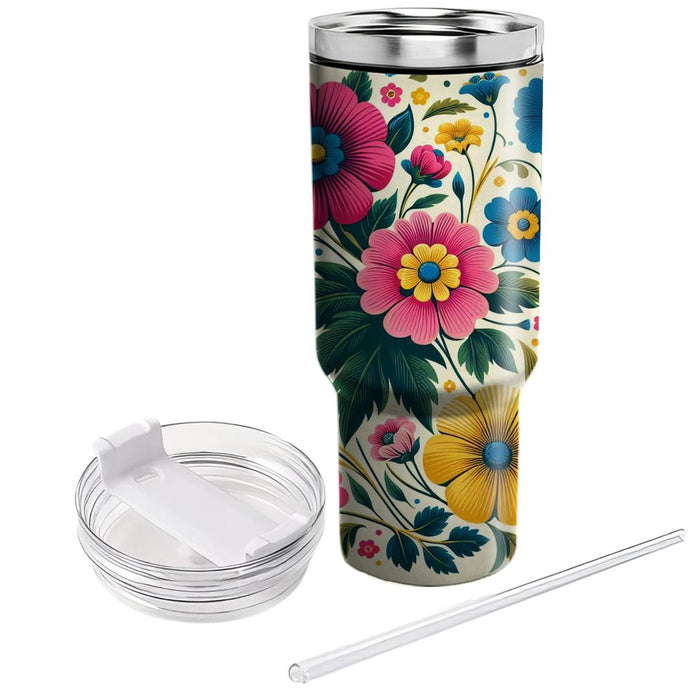 Retro Floral Harmony  Travel Tumblers