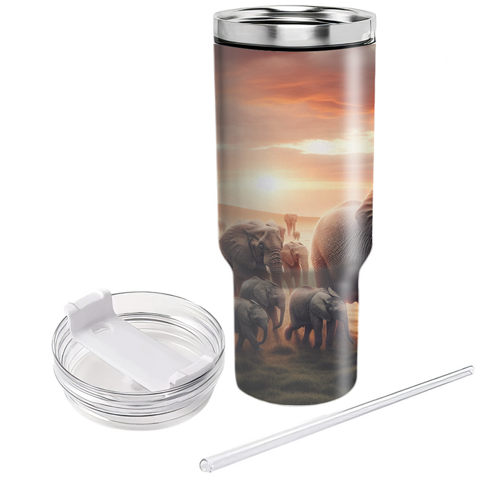 Majestic Elephant Family  Tumblers With Lids