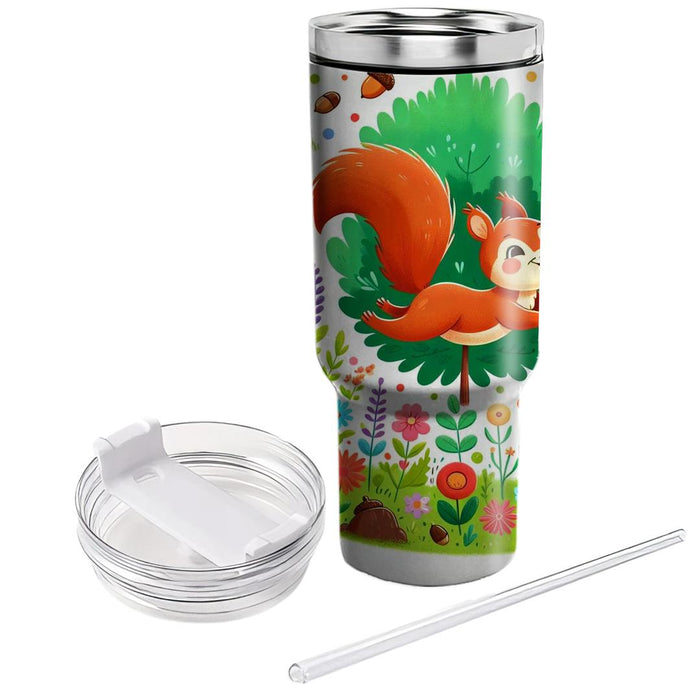 Whimsical Garden Squirrel  Custom Tumblers