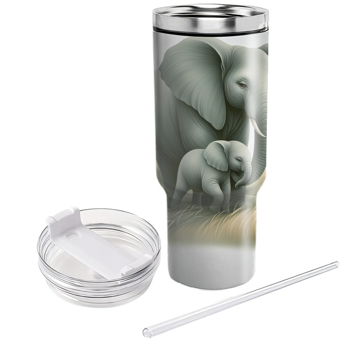 Gentle Elephant Embrace  Tumblers With Lids