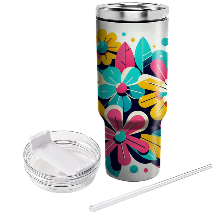 Whimsical 80s Flowers  Unique Tumblers