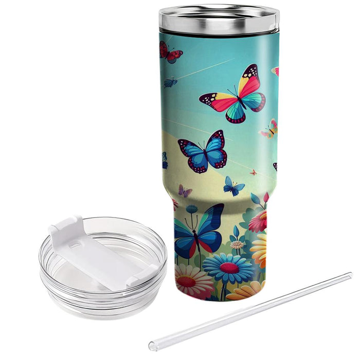 Vivid Butterfly Flutter  Personalized Tumblers