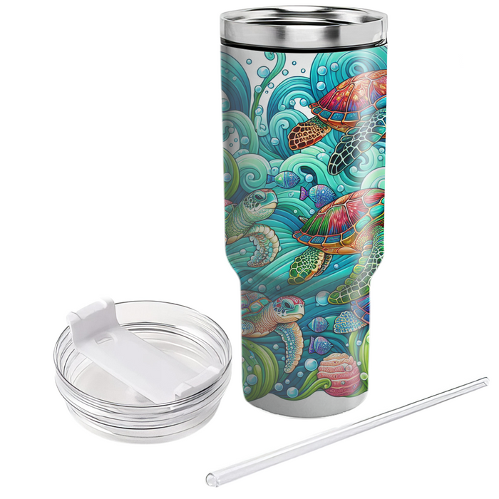 Whimsical Sea Turtle Voyage Tumblers For Gifts