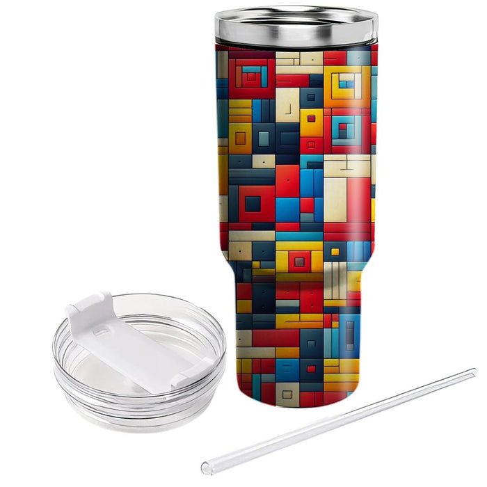 Colorful Quilt Pattern  Tumblers With Lids