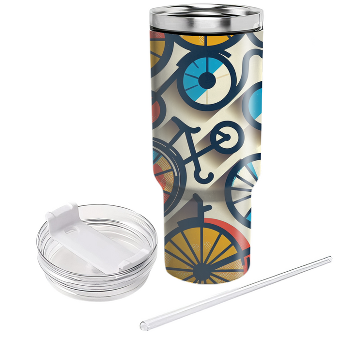 Bicycle Wheel Geometric Design Tumbler Cups