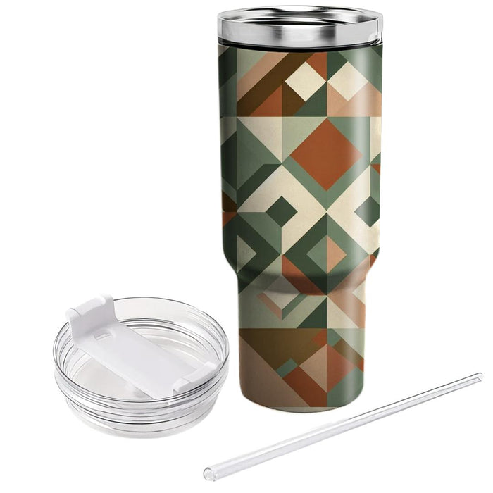 Geometric Diamond Quilt  Tumblers With Lids