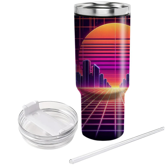 Synthwave Grid  Personalized Tumblers