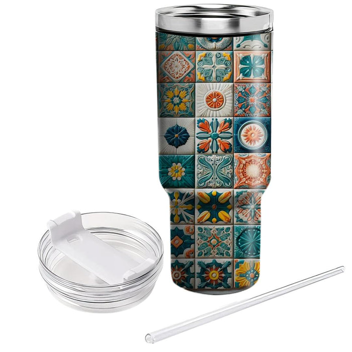 Funky Retro Tiles  Travel Tumblers