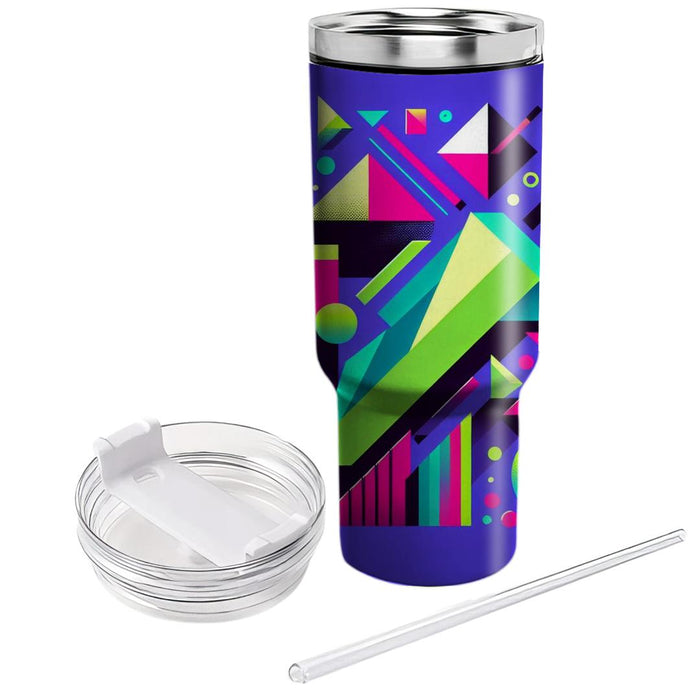 Geometric Neon Patterns  Personalized Tumblers