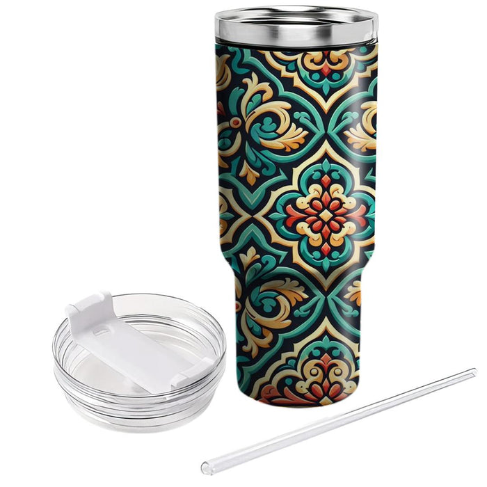 Ornamental Tile Design  Tumblers With Lids