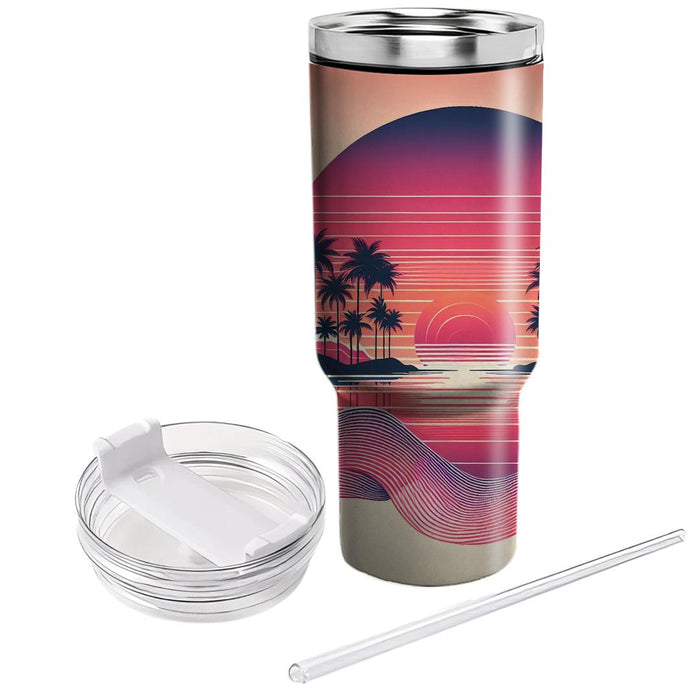 Sunset Retro Vibes  Personalized Tumblers