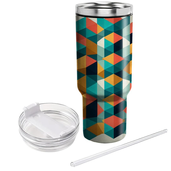 Geometric Tetrahedron Mosaic  Tumblers With Lids