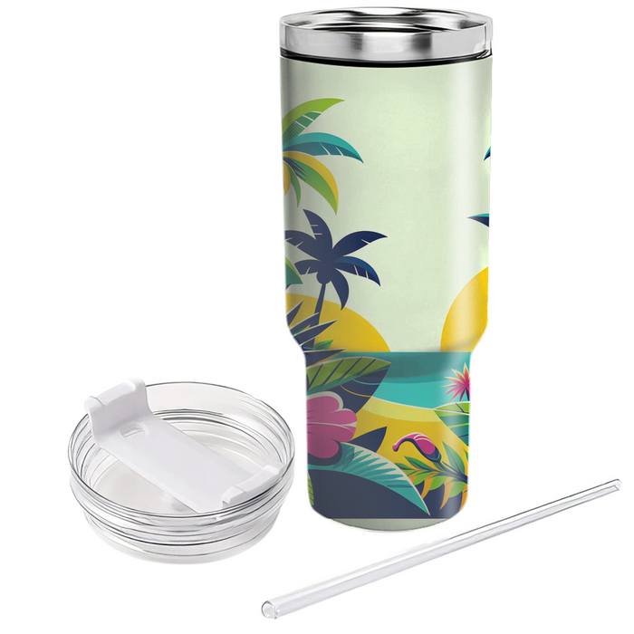 Tropical Paradise Retro  Tumbler Cups