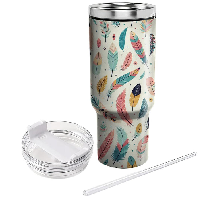 Whimsical Feather Motif  Insulated Tumblers