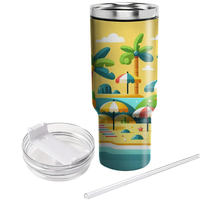 Whimsical Beach Scene  Tumblers With Lids