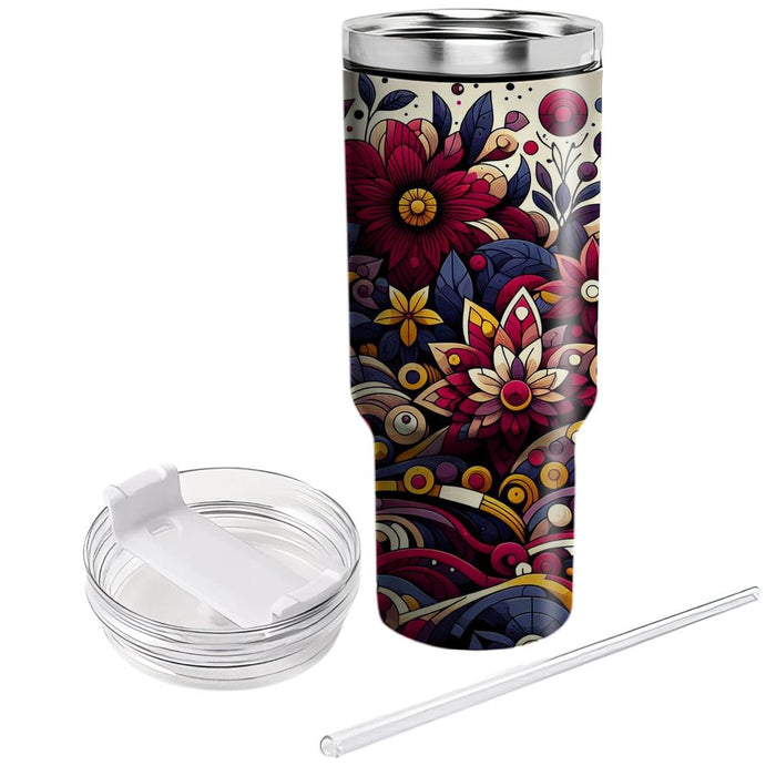 Vibrant Floral Mosaic  Tumbler Cups