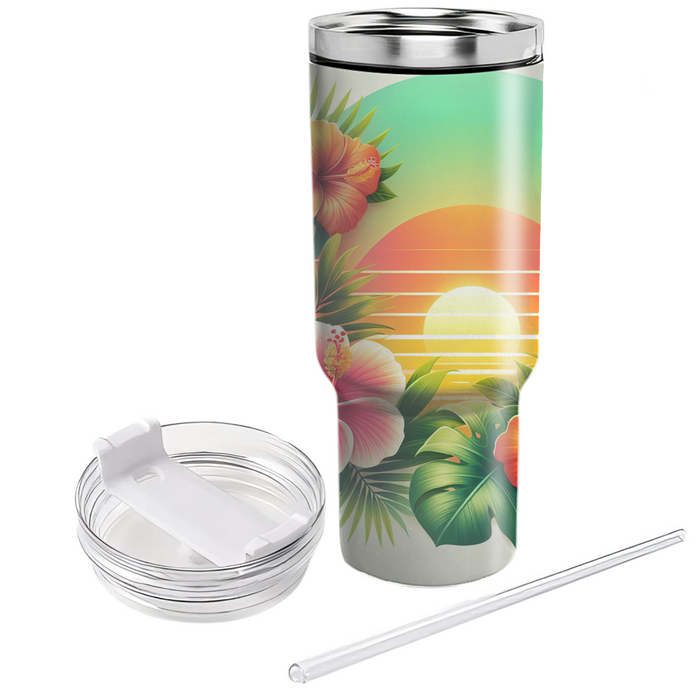 Tropical Sunset Floral  Travel Tumblers