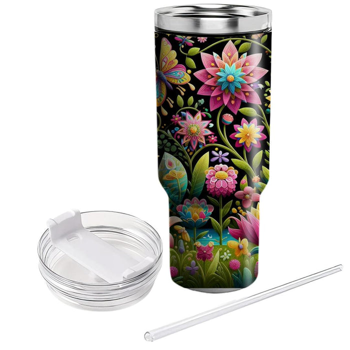 Spring Whimsical Flora  Tumblers With Lids