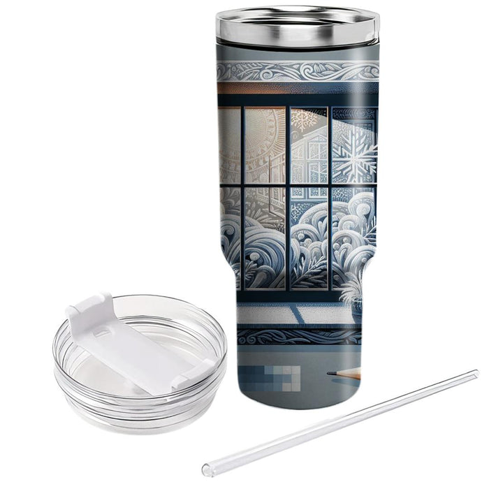 Winter Frosted Windowpane  Decorative Tumblers