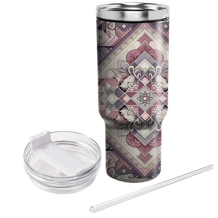 Floral Diamond Overlay  Personalized Tumblers