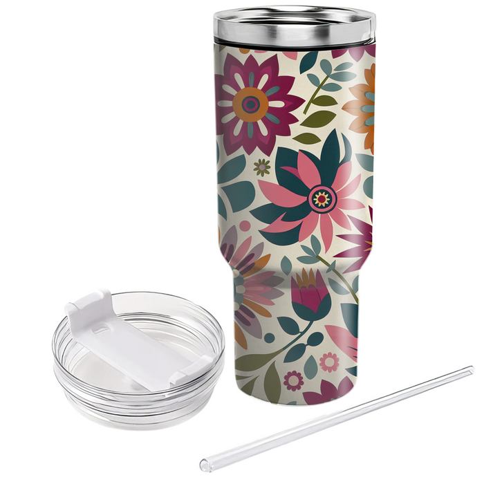 Modern Floral Tapestry Tumbler Cups